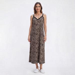 Womens Jessica Simpson Sleeveless Leopard Nightgown w/ Lace