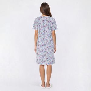 Womens Casual Time Seersucker Floral Embossed Zip Front Duster alternate view
