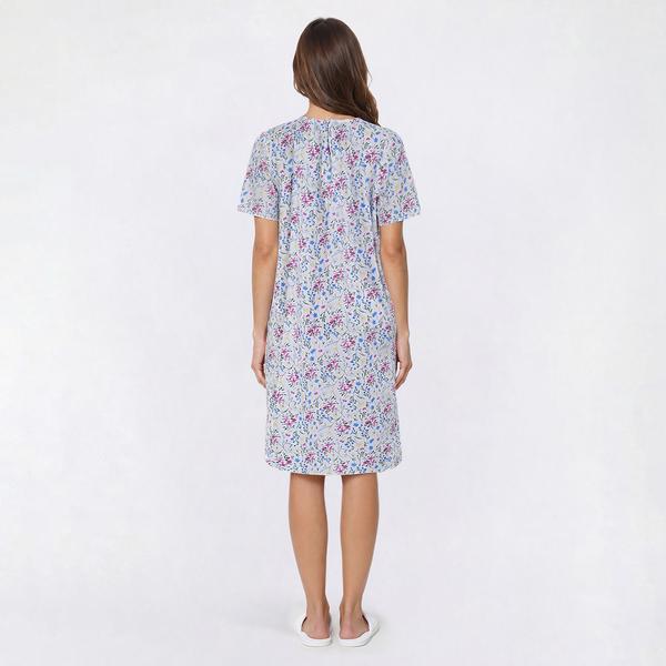 Womens Casual Time Seersucker Floral Embossed Zip Front Duster alternate view
