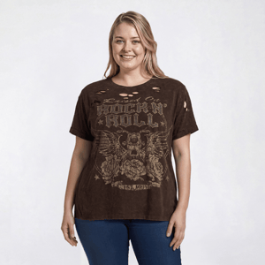 Juniors Plus Attitude Not Included Rock n' Roll  Distressed Tee