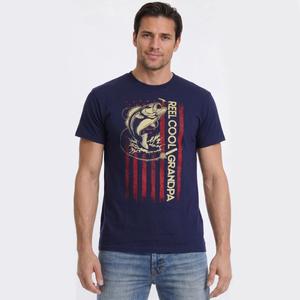 Mens Reel Cool Grandpa Flag Graphic Tee