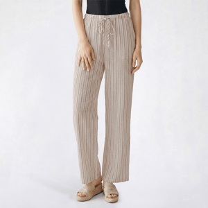 Juniors Hunter & Brown Linen Stripe Tie Waist Pull On Pants