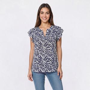Plus Size Preswick & Moore(R) Ruffle Sleeve Vine Blouse