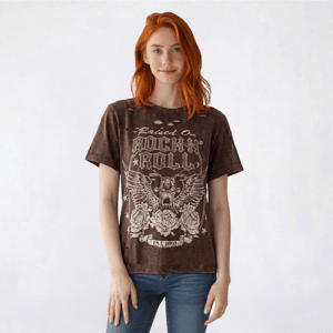 Juniors Attitude Not Included Rock n' Roll Distressed Tee