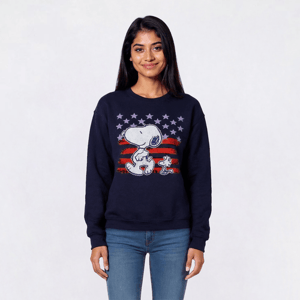 Juniors Peanuts(tm) Stars & Stripes Fleece Crew Neck Sweatshirt