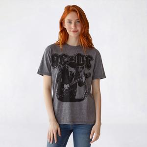 Juniors C-Life Mineral Wash AC/DC Guitar Player Boyfriend Tee