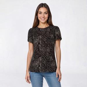 Petite AK Anne Klein Short Pleat Tulip Sleeve Speckled Blouse