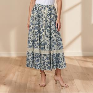 Womens Nanette Lepore Paisley Floral Button Accent Midi Skirt