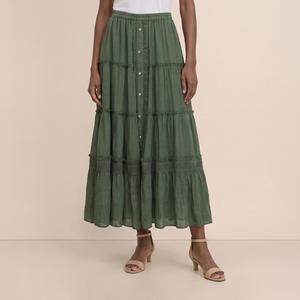 Womens Nanette Lepore Tiered Faux Button Front Midi Skirt