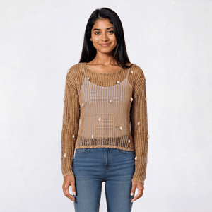 Juniors No Comment Long Sleeve Stitched Pull Over - Macchiato