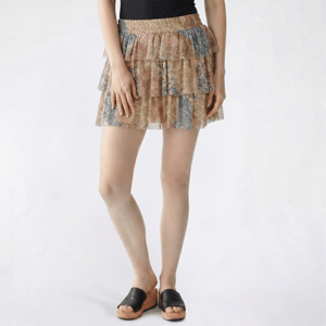 Juniors Derek Heart Mesh Mid Rise Ruffle Tier Mini Skort - Multi