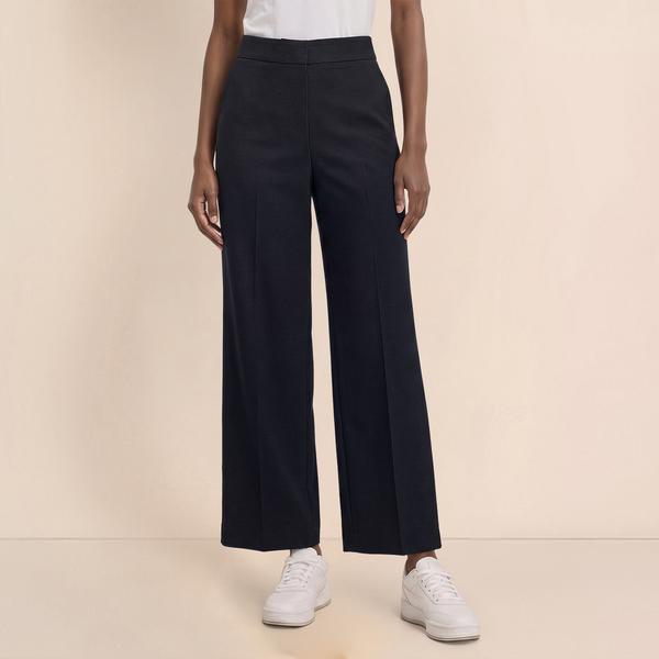 Womens Nicole Miller Elastic Waist Pleated Solid Pants