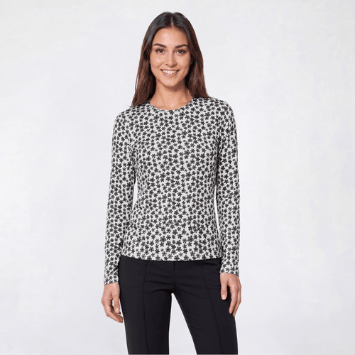 Petite Hasting & Smith Long Sleeve Tonal Floral Crew Neck Tee alternate view