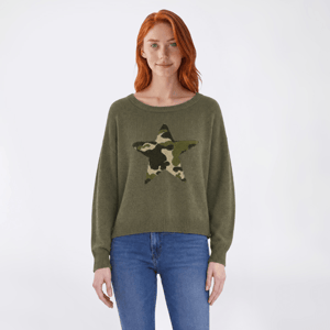 Juniors No Comment Crew Neck Graphic Pullover Sweater - Lichen