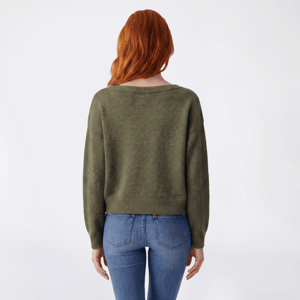 Juniors No Comment Crew Neck Graphic Pullover Sweater - Lichen alternate view