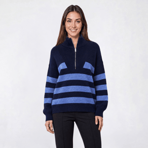 Womens Napa Valley Long Sleeve Stripe Zip Neck Sweater alternate view