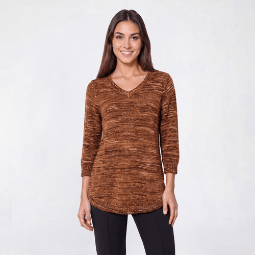 Womens Napa Valley 3/4 Sleeve Space Dye V-Neck Sweater alternate view