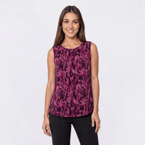 Womens Kasper Sleeveless Abstract Pintuck Pleat Blouse