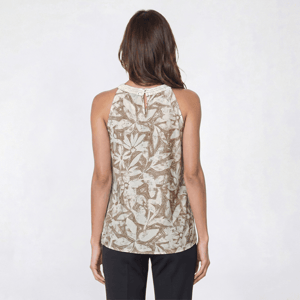 Womens Como Black High Neck Crochet Trim Tropical Tank Top alternate view