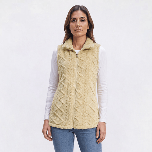 Womens Emily Daniels Sculpted Minky Zip Mock Neck Vest