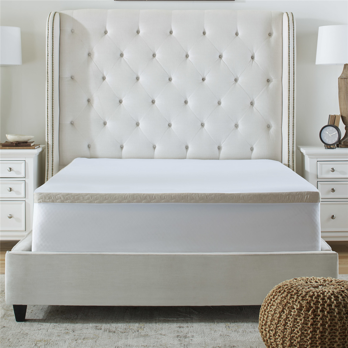 La-Z-Boy Hybrid Bliss Memory Foam 2â Mattress Topper, One Size, White