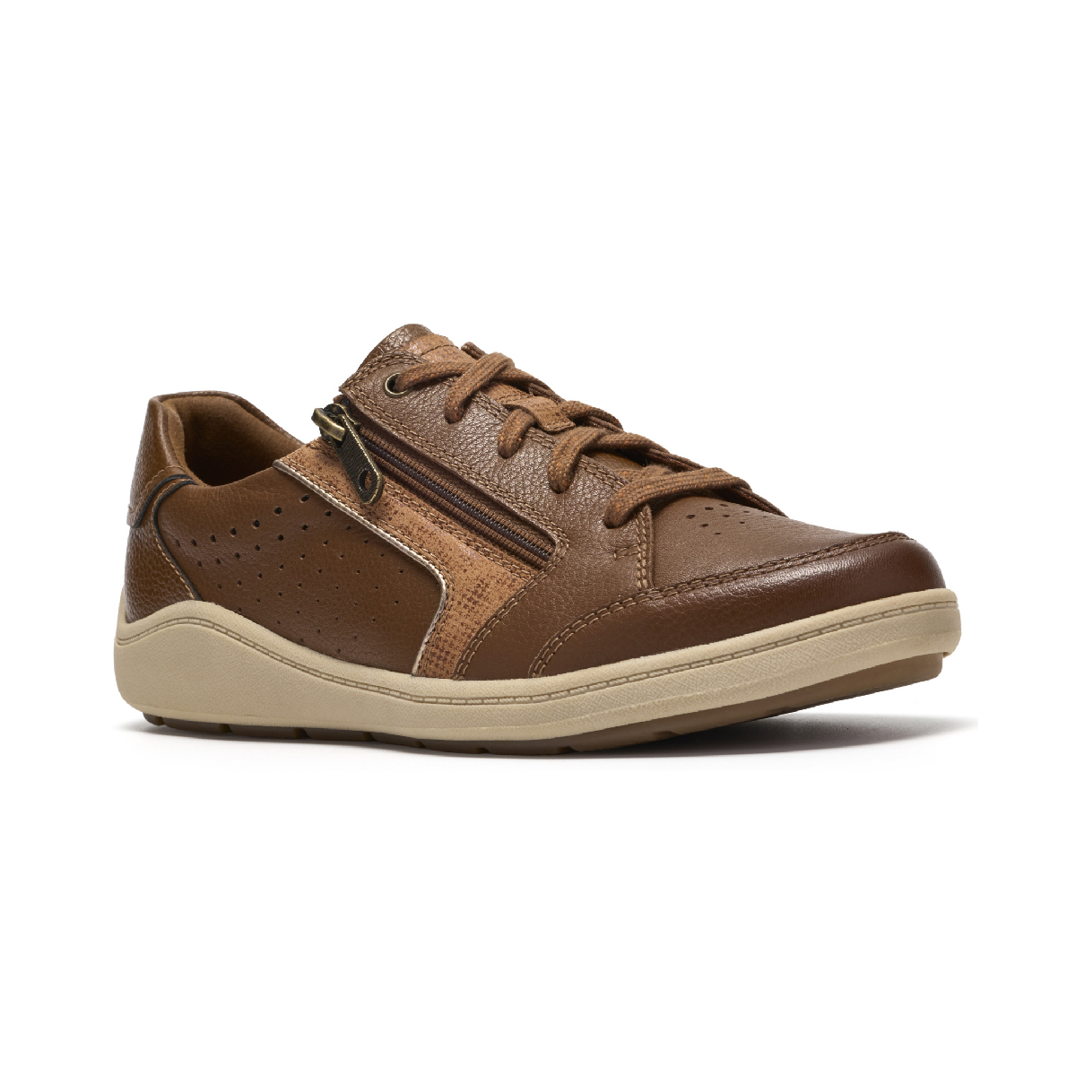 Clarks Women's Bryianne Dazz Leather Round Toe Lace-Up Sneakers - Merlot Leather
