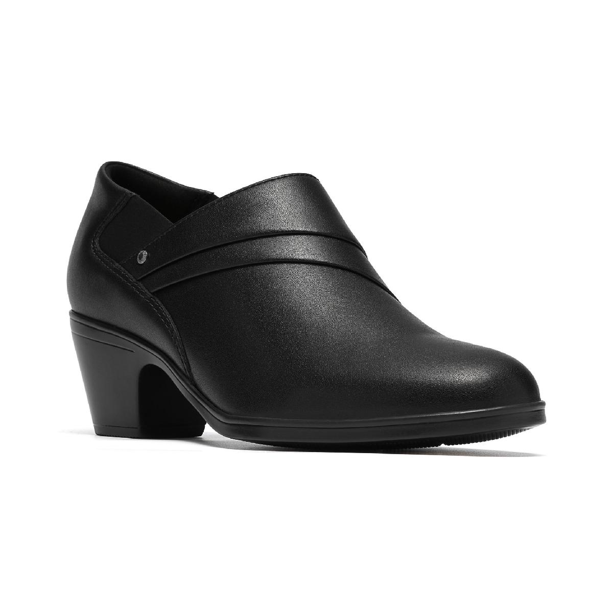Clarks Women's Emily2 London Block Heel Round Toe Leather Shooties - Black Leather