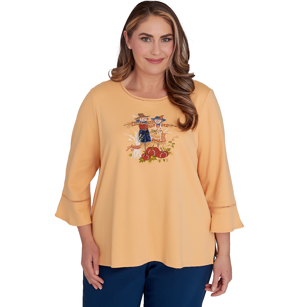 Plus Size Alfred Dunner Classics Scarecrow Detail Bell Sleeve Tee