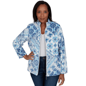Womens Alfred Dunner Classics Medallion Zip Front Jacket