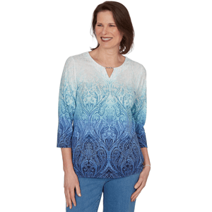 Womens Alfred Dunner Classics 3/4 Sleeve Ombre Blouse