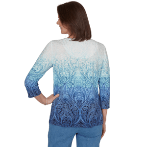 Womens Alfred Dunner Classics 3/4 Sleeve Ombre Blouse alternate view