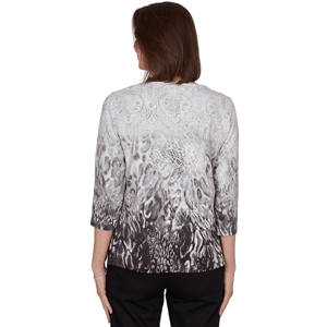 Womens Alfred Dunner Classics 3/4 Sleeve Ombre Abstract Blouse alternate view