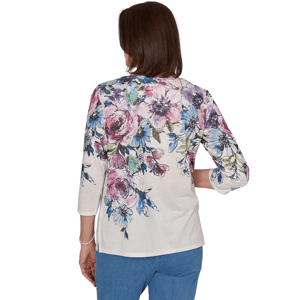 Womens Alfred Dunner Classics 3/4 Sleeve Falling Roses Blouse alternate view