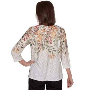 Womens Alfred Dunner Classics 3/4 Sleeve Autumn Leaves Blouse alternate view
