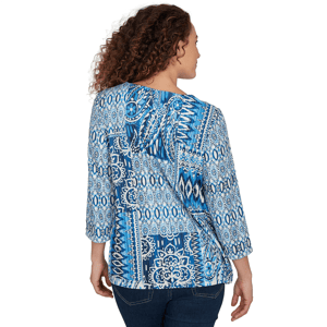 Womens Alfred Dunner Classics 3/4 Sleeve Patchwork Blouse alternate view