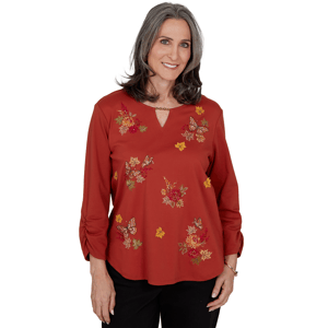 Womens Alfred Dunner Classics Tossed Floral Butterfly Blouse