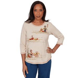 Womens Alfred Dunner Classics Scarecrow Family Blouse