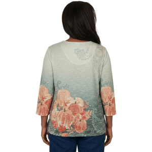 Womens Alfred Dunner Classics 3/4 Sleeve Pumpkin Patch Blouse alternate view
