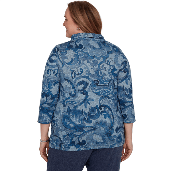 Plus Size Alfred Dunner Classics Paisley Scroll Cowl Neck Sweater alternate view