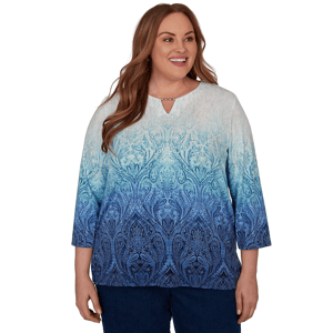 Plus Size Alfred Dunner Classics 3/4 Sleeve Ombre Blouse