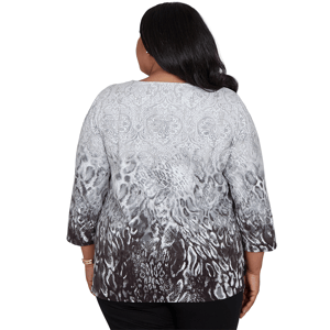 Plus Size Alfred Dunner Classics 3/4 Sleeve Ombre Abstract Blouse alternate view