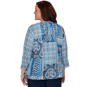 Plus Size Alfred Dunner Classics 3/4 Sleeve Patchwork Blouse alternate view