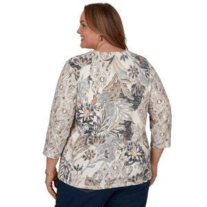 Plus Size Alfred Dunner Classics 3/4 Sleeve Geo Leaf Blouse alternate view