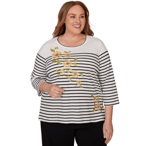 Plus Size Alfred Dunner Classics Sunflower Stripe Blouse
