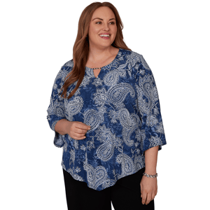 Plus Size Alfred Dunner Classics 3/4 Sleeve Paisley Blouse