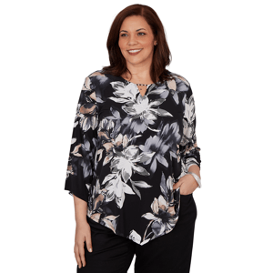 Plus Size Alfred Dunner Classics 3/4 Sleeve Floral Blouse