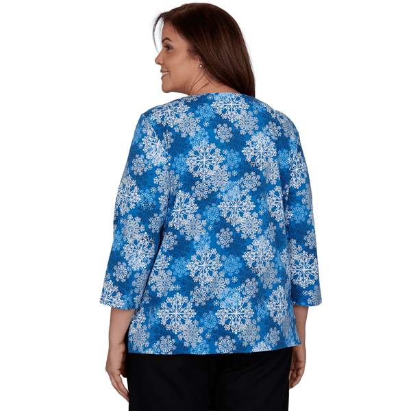 Plus Size Alfred Dunner Classics 3/4 Sleeve Snowflake Blouse alternate view