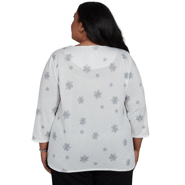 Plus Size Alfred Dunner Classics Shimmering Snowman Tee alternate view