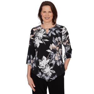 Petite Alfred Dunner Classics 3/4 Sleeve Floral Blouse