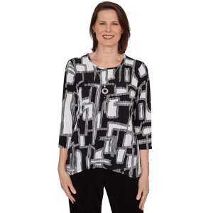 Petite Alfred Dunner Classics Geometric Abstract Blouse
